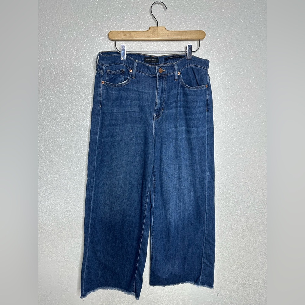 Banana Republic Wide-Leg High-Rise Crop Jeans - Indigo Blue